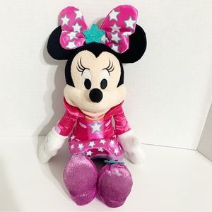 Disney Talking Minnie Mouse Plush Toy Pink Star Dress, Shoes and Bow